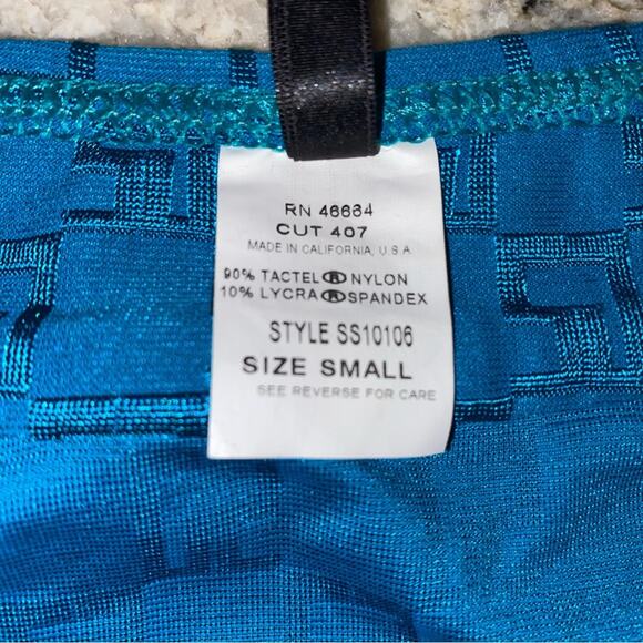 St John | Sport SJ Monogram Fabric Print Blue Swim Skirt w Gold Trim Small EUC - Picture 6 of 10